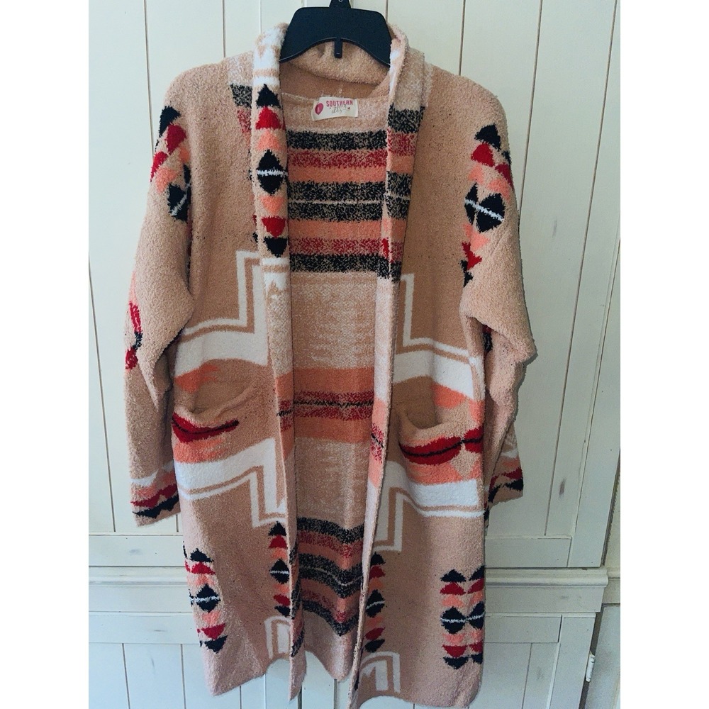 Aztec Tribal Southwest Knit Cardigan Sweater Duster Western Yellowstone M/L